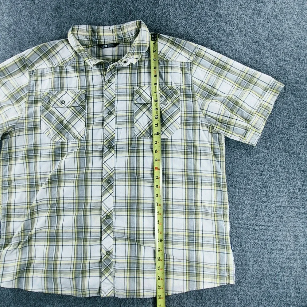 The North Face Mens XXL Plaid Short Sleeve Button Up Shirt NF00CP7X Green White